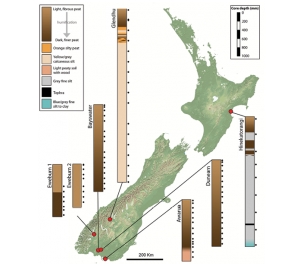he location and stratigraphic details of wetland soil cores used in the study.