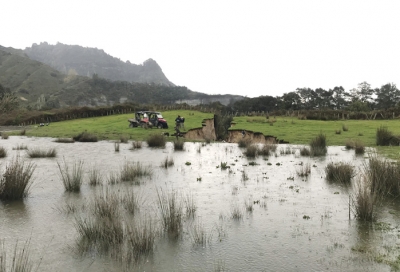  The wetland’s culvert and overflow are on the far left and are much lower than the hill under which the water “escaped”.